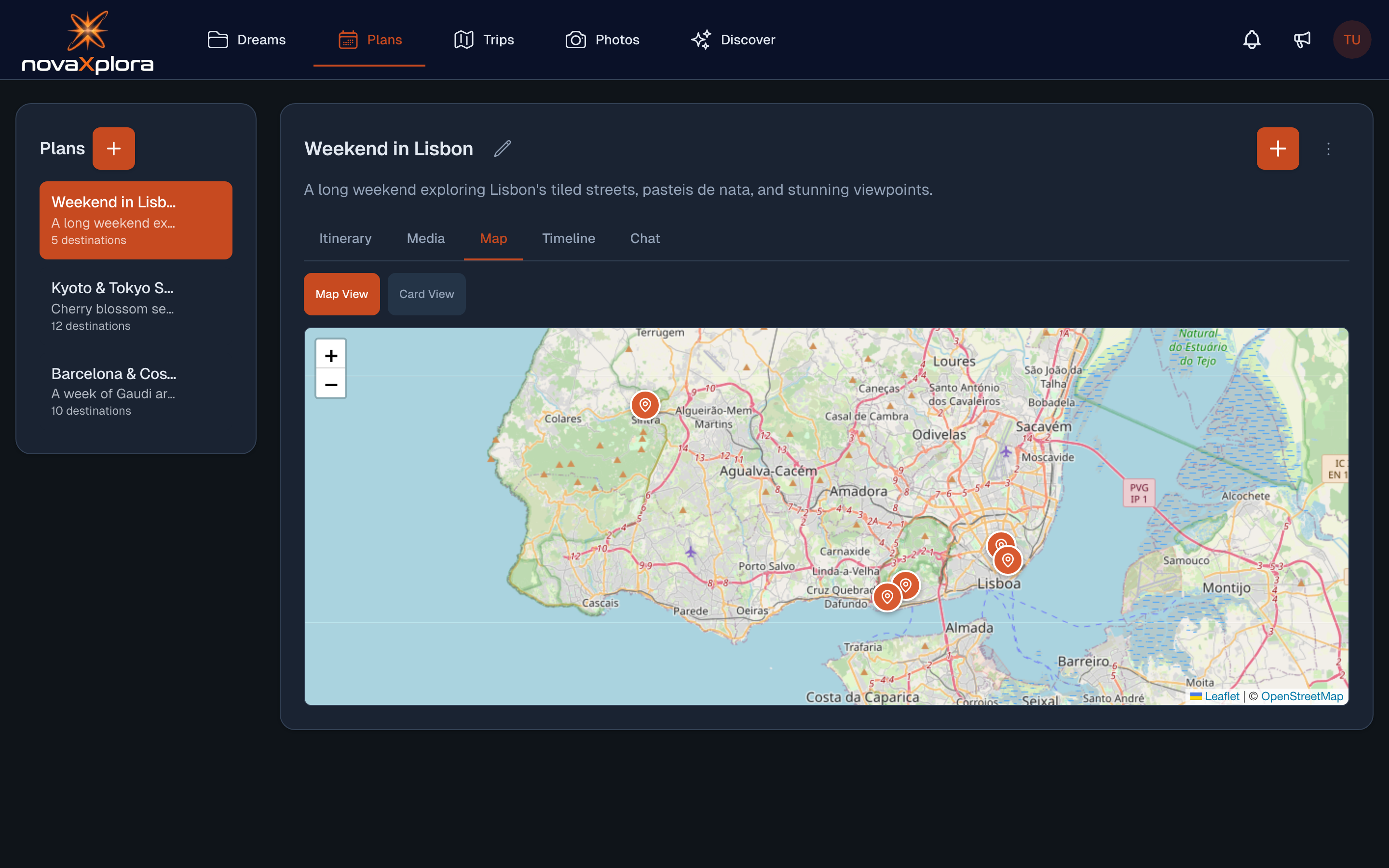 NovaXplora interactive map view